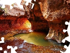 rocks, canyon, cave, River, flash, luminosity, ligh, sun, Przebijające