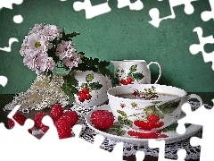 package, small bunch, tea, Raspberries, Do, flowers